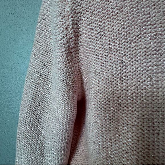 Isaac Mizrahi Live Pink Open Front Cardigan Metallic Pockets Sweater QVC M NEW - Picture 6 of 14